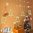 Jsdoin LED String Light Christmas Curtain Light 3.5M Waterproof Fairy Light String Christmas Window Lights 8 Modes Wedding Party Garden Bedroom Decoration USB+Battery Box