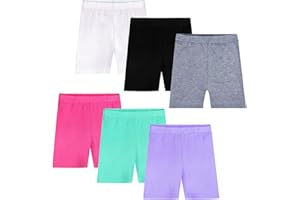 Auranso Lot de 6 Short Filles Enfants Cycliste Leggings Sport Courts pour Filles 2-10 Ans