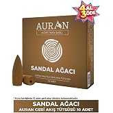 AURAN Sandal Ağacı Kokulu Geri Akış T&uuml;ts&uuml;s&uuml; konik T&uuml;ts&uuml; Sandal Wood Backflow Incense Cones 10 Adet