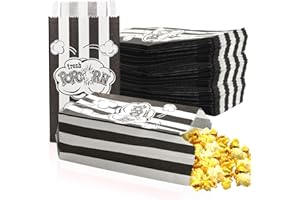 SZHHRXI 200 Pcs Petites Boite Pop Corn, Sachet Pop Corn, Sac à Pop Corn en Matériau Résistant à l'huile pour Machines à Pop Corn, Boîte à Pop corn Classique pour Party, Carnival, Cinéma (noir200)