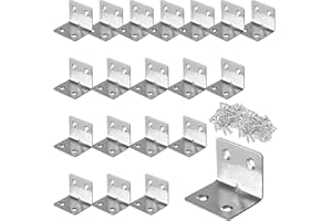 NAHUAA 20 Stück Edelstahl Winkel 32 x 32 x 24mm Winkelverbinder Silber Metallwinkel 90 Grad Möbelwinkel L-Form Eckwinkel Winkel Klammern für Möbel Stuhl Holz Verbinder Winkel