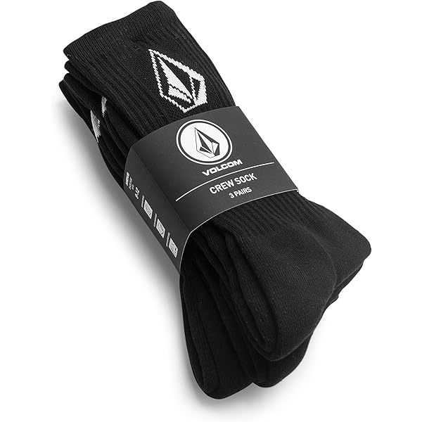 Volcom Workwear - Confezione da 3 calzini Crew (nero, 42-46), Nero , 42-46