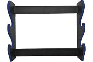 Shop SoftAir® Supporto Espositore per Katana 2 Posti da Parete Muro in Legno Stand Porta katane Velluto Blu e Storia dei Samurai