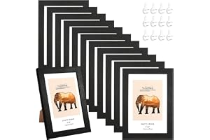 HFDONGL Set med 12 bildramar 10 x 15 cm fotoram svart träram bildram liten fotoram set för väggdekorationer eller bordsdekoration