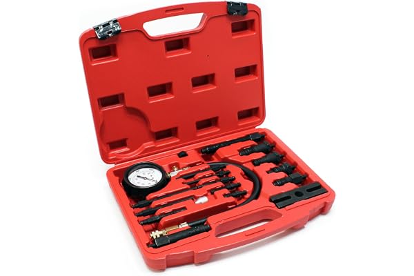 Wiltec Kit de Testeur de compression - 0-70 bars / 0-1000 PSI - avec Tuyaux et Adaptateurs - dans un Coffret - pour Moteurs à diesel TDI et CDI de Voiture Poids lourd Camions Motos