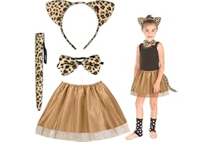 Fennoral 4pz Set Costume Animali Bambina Costumi Animali Bambini Costume per Travestimento da Animale-Fascia Papillon Coda Tutù Tulle-per Carnevale Halloween Imitazione Cosplay Festa Regalo