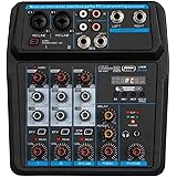 Depusheng U4 Console de mixage audio Bluetooth USB Record Lecture sur ordinateur 48V Phantom Power Delay Répéter effet 4 cana