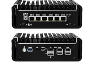 PeeliCeeli N100 Mini PC Firewall Support Pfsense OPNsense, Lüfterlos Micro Computer DDR5 8 GB RAM 128 GB NVMe SSD N100 12th Gen Fanless PC, 6 x 2.5GbE I226V LAN, 4K, AES-NI, TF, Type-C