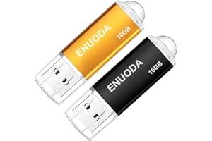 ENUODA Clé USB 16 Go Lot de 2 Cle USB 2.0 Flash Drive Stockage Mémoire Stick avec Lumière LED (Noir Or)