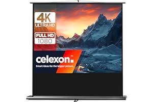 celexon Ultramobil Professional Pull-Up-Leinwand 95" | 200x150 cm 4:3 | transportable 4K, Full-HD Beamer-Leinwand zum blitzschnellen Ausziehen & Aufstellen | inkl. Tragegriff + Teleskopstange