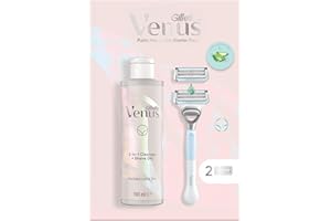 Gillette Venus For Pubic Hair & Skin Women's Razor, 2 Blade Refills and 2in1 Shave Gel and Cleanser 190ml