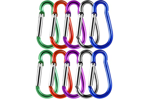 Petit Mousqueton, 3,5 x 40mm Mousquetons en Aluminium Mousqueton de Fixation pour Camping Voyage Randonnée Sac à Dos Ceinture (5 Couleurs)