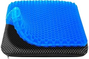 HSSGGV Cuscino antidecubito, Cuscino in gel,Cuscini sedie – Migliora il comfort della seduta, con rivestimento antiscivolo e lavabile (Blu, 43 * 39 * 4)