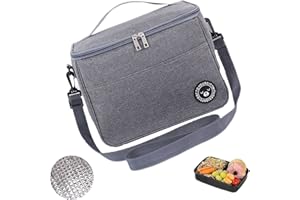 ANYUANKW Borsa Termica, Porta Pranzo Pieghevole, Borsa Frigo da Picnic per Lavoro, Scuola, All'aperto, Barbecue, Campeggio, Eventi Sportivi (Grigio)