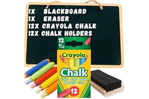 CARTOLOGY Kids Chalkboard Set With Crayola Anti-Dust Chalk – Includes Compatible Blackboard, Board Eraser & Chalk Holders – Creative Drawing & Educational Play For Children