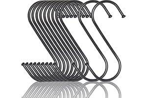 MGCTOLBOX Ganci a S, Gancio multifunzionale in metallo per Cucina Bagno Giardino Ufficio, Nero Medio-90mm, 20 Pezzi