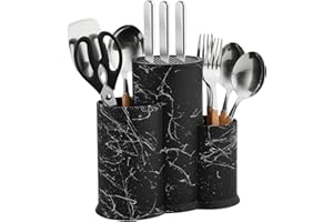 ZIYONIX Ceppo Coltelli da Cucina Vuoto, Plastica Universale portacoltelli da cucina con fori di drenaggio, Multiuso ceppo coltelli vuoto Contiene posate forchette cucchiai e utensili da cucina