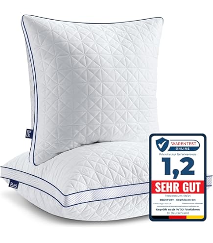 ETÉREA 2er Set Kopfkissen 40x80cm - ÖKO-TEX Zertifiziert & Made In Germany