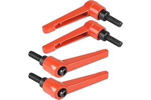 efuturetime 4 Pcs Maniglie a Leva di Serraggio M6-16mm Maniglia a Ripresa di Boccaggio Regolabile in Acciaio al Carbonio Arancione