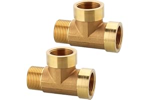 BEATIFIC Lot de 2 raccords en T 3/4", 3/4" en laiton - 90° - Raccord fileté IGxIGxAG - Distributeur de raccordement d'eau - Raccord en T 3 voies - Convient pour l'eau potable