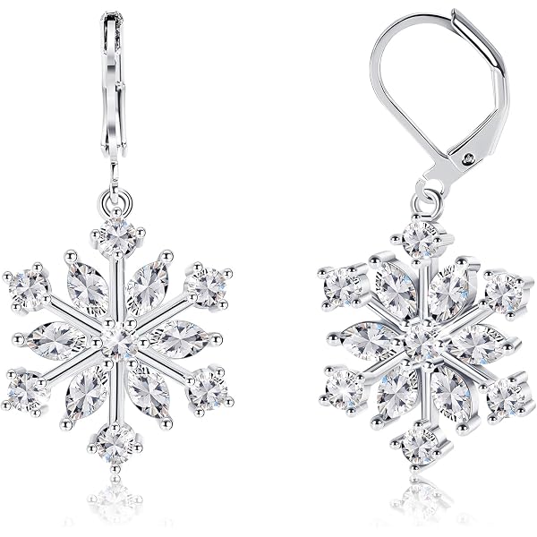 FANCH Collana Fiocco Di Neve In Argento Con Zirconi Cubici – Placcato Oro Bianco 18K, Ipoallergenica – Gioiello Di Natale
