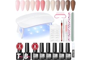 COSCELIA Kit Uñas Semipermanentes, 6 Colores Uñas Semipermanentes Kit Completo con Lámpara Uñas Semipermanentes Base Coat Top Coat Kit Manicura Esmalte de Uñas de Gel Regalos para Mujeres