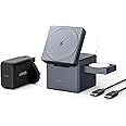 Anker 3-in-1 Cube Compatible with MagSafe - 15W Fast Charging, Foldable Wireless Charge Station for Apple Watch, iPhone 15/14/13, and AirPods Pro (Charger and Interchangeable Plugs Included)