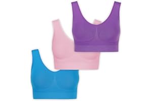 UnsichtBra biustonosz damski bez fiszbin, 3-częściowy zestaw dla dobrego samopoczucia, miękki biustonosz do spania i karmienia piersią, sportowy krótki top w wielu kolorach