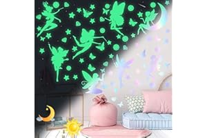 SINEKONG Stelle Fluorescenti Adesive Soffitto Adesivi da Parete Fluorescenti Fata Adesivo Luminoso Fata Farfalla Diamante Adesive Fluorescenti Decorazioni Parete per Camera da Letto Ragazza Bambini Cameretta