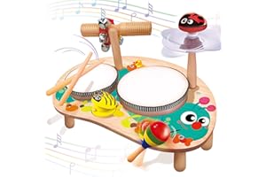 GRACEDUCK Kids Drum Set for Toddlers Toddler Toys - 7 in 1 Wooden Musical Kit Baby Sensory Educational Toys Christmas Birthday Gifts for Boys & Girls Age 2 3 4 5 6