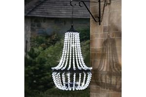 Taylor & Brown 28" Tall Hanging Solar Powered Acrylic Crystal Chandelier Light Lantern Modern Outdoor Garden Meadow with 30 Cool White LED Lights for Yard, Patio and Gazebo Decorations