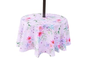 Eternal Beauty Nappe ronde résistante aux éclaboussures avec trou pour parasol et fermeture éclair pour terrasse, jardin, fête et barbecue - 132 cm