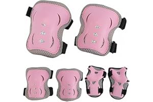 LUNYLOER Kids Knee and Elbow Pads, 6PCS Kids Sports Protective Gear Set, Knee Pad Kids Elbow Pads Adjustable Knee Pads for Cycling Skateboard Scooter Roller Skates Inline Skating