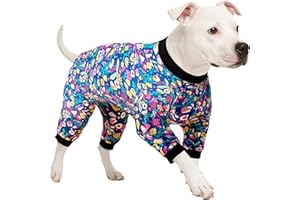 LOVINPET Giant Dogs Pajamas Clothes - Dog Lightweight Pullover Jamammies, Stretchy Knit Hawaiian Flowers, Big Dog Full Coverage Onesie, Large Breed Big Dogs Pjs