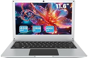 Azeyou 11.6 Inch Laptop, W-11 Pro System Laptops, 4GB DDR4 RAM, 128GB eMMC Storage Notebook, Celeron N4020C Processor, HD+ Display, Dual Speakers Desktop Computer - Sliver