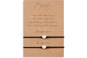 VU100 Set di 2 Braccialetti dell'amicizia per Coppie di Amicizia, con Messaggio di promessa, con Cordino Nero/Rosso, per Uomini, Donne, Adolescenti, Ragazze, Regali Fatti a Mano