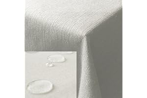 JEMIDI Nappe de Table - Nappe Ronde Ø140 cm en Polyester - Protection Lavable pour Cuisine Jardin Restaurant - Aspect Lin Blanc