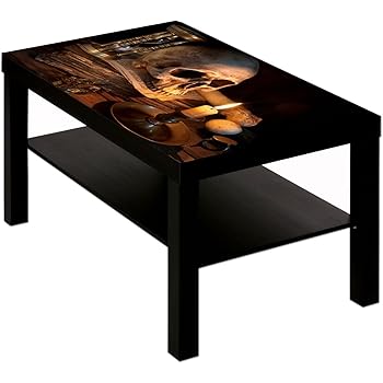 Kultiger Couchtisch ROCKSTAR by Geiss 60 cm Totenkopf mit Opalglas