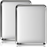 Fire More 2 Pieces Baking Tray, Healthy and Non-Toxic Rectangular Trays, Easy to Clean and Dishwasher Safe (31.5 x 24.5 x 2.5