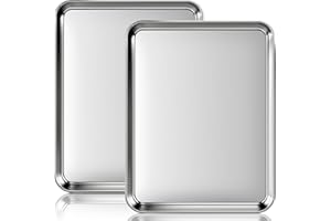 Fire More 2 Pezzi Teglia Forno Rettangolare(31,5x24,5x2,5cm),Teglia Antiaderente Sano e Durevole,Vassoio Rettangolare per Pane, Biscotti, Pizza e Torte,ecc