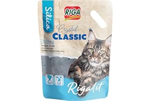 Riga - Rigalit Cristal Classic - Litière pour Chat - Gel De Silice - Origine Minérale - Naturellement Absorbante - Neutralise Odeurs Et Bactéries - Durée 1 Mois - 1,8 kg