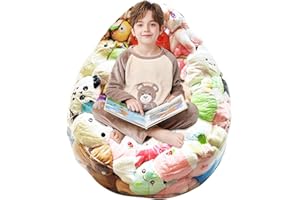 BUTORY Clear Stuffed Animal Bean Bag Chair Cover for Kids, Extra Large 150L Stuffed Bean Bag Storage for Children Plush Toys Storage and Organizing (Cover only), Waterproof Easy-Clean Plush Toy Holder Seat