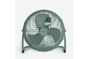 CREATE / AIR FLOOR RETRO/Ventilateur de sol industriel vert sauge / 16 pouces, débit d'air puissant, 3 vitesses, silencieux, léger, pieds antidérapants.