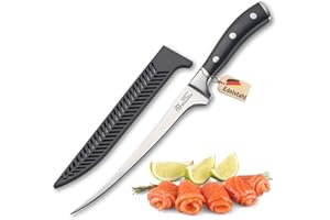 DarBene Filetiermesser C-Series 18cm Profi Küchenmesser aus deutschem Edelstahl, biegsam und flexibel, extrem scharfe Klinge, ABS Griff, nachschleifbar, inkl. Klingenschutz