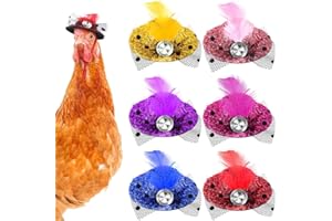 LONSVTTU 6 Stück Hühnerhüte für Huhn Klein Haustier Lustig Hühner Zubehör Federhut mit Verstellbar Elastisch Kinnriemen Hahn Ente Papagei Geflügel Küken Kostüm (Lebendiger Stil)