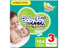 Babyjoy Compressed Diamond Pad, Size 3, Medium, 6-12 Kg, Jumbo Box, 104 Diapers