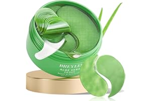 BREYLEE Aloe Vera Eye Masks - 60 Pcs - Reduce Puffy Eyes & Dark Circles, Firm & Improve Under Eye Skin, Pure Natural Extracts for Youthful Appearance & Reduction of Fine Lines and Wrinkles