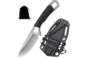 WUSANNA Coltello da Collo,Neck Knife,Coltello da Cintura,Coltello da Collo per Uso Esterno,Fornito con Fodero in Plastica,Catena a Sfera E Borsa,per L'uso Nella Difesa Personale All'aperto