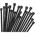 Hmrope 100pcs Cable Zip Ties Heavy Duty 12 Inch, Premium Plastic Wire Ties with 50 Pounds Tensile Strength, Self-Locking Black Nylon Zip Ties for Indoor and Outdoor