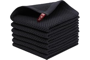 BW&HM Barista - Paño de cocina (algodón, lavable, 33 x 33 cm, 6 unidades), color negro